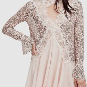 Free People White Lace Tunic Cardi